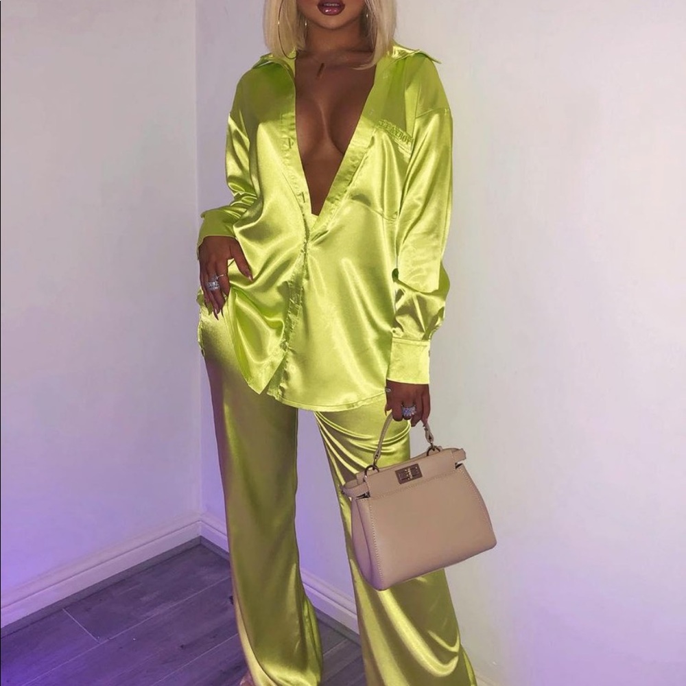 Lime/Neon Green Button Down Shirt